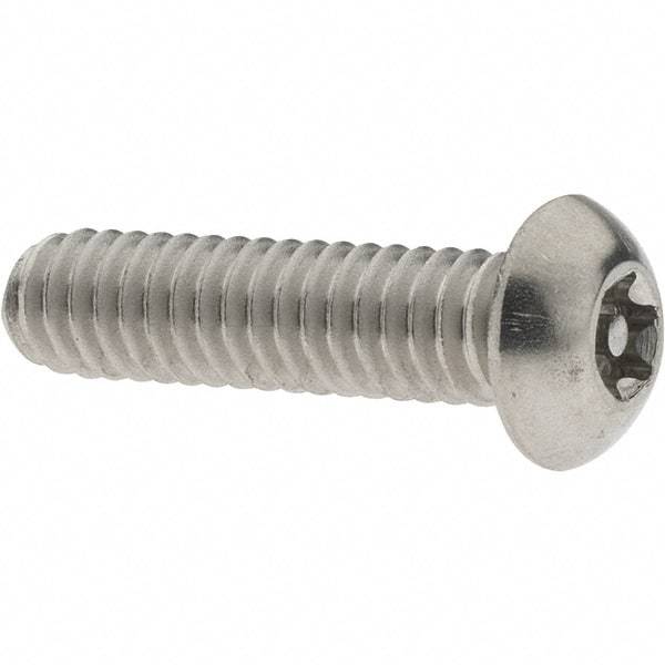 Value Collection - 1/4-20 UNC Pin In Torx Drive, Button Screw - Grade 18-8 Stainless Steel, Uncoated, 1" Length Under Head - Exact Tool & Supply