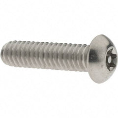 Value Collection - 1/4-20 UNC Pin In Torx Drive, Button Screw - Grade 18-8 Stainless Steel, Uncoated, 1" Length Under Head - Exact Tool & Supply