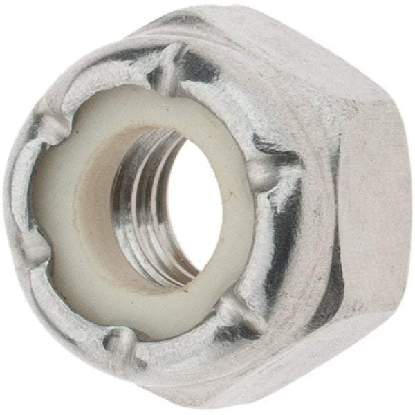 Value Collection - 1/4-20 UNC 18-8 Hex Lock Nut with Nylon Insert - 7/16" Width Across Flats, 19/64" High - Exact Tool & Supply