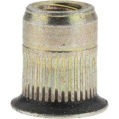 Value Collection - 5/16-18, 0.53 Insert Diam, 0.69" OAL, Sealed Head Open End Threaded Insert - 0.5312" Hole Diam, 0.685" Head Diam, 1008/1010 Steel, Clear Protective Coating & Zinc Yellow Dichromate Finish - Exact Tool & Supply
