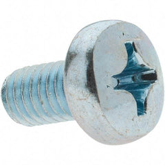 Value Collection - M6x1.00, 10mm Length Under Head Phillips Drive Machine Screw - Pan Head, Grade 4.8 Steel, Zinc-Plated Finish, Without Washer - Exact Tool & Supply