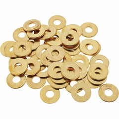 Value Collection - #8 Screw, Brass Standard Flat Washer - 0.172" ID x 7/16" OD, 0.036" Thick, Plain Finish - Exact Tool & Supply