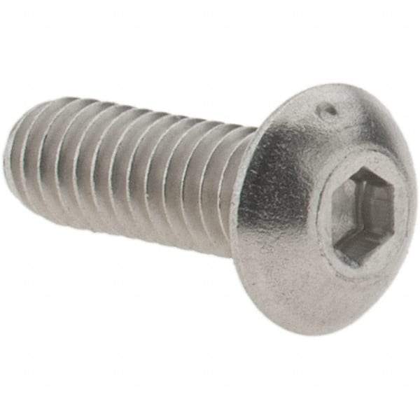 Value Collection - #8-32 UNC Hex Socket Drive, Button Screw - Grade 316 Stainless Steel, Uncoated, 1/2" Length Under Head - Exact Tool & Supply