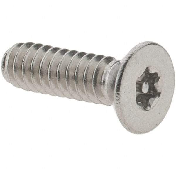 Value Collection - #6-32 UNC Pin In Torx Drive, Flat Screw - Grade 18-8 Stainless Steel, Uncoated, 1/2" OAL - Exact Tool & Supply