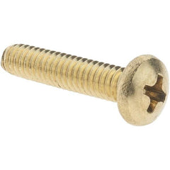 Value Collection - #8-32 UNC, 3/4" Length Under Head Phillips Drive Machine Screw - Pan Head, Brass, Without Washer - Exact Tool & Supply