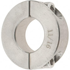 Value Collection - 11/16" Bore, Stainless Steel, Two Piece Two Piece Split Shaft Collar - 1-1/2" Outside Diam, 1/2" Wide - Exact Tool & Supply