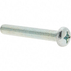 Value Collection - M6x1.00, 40mm Length Under Head Phillips Drive Machine Screw - Pan Head, Grade 4.8 Steel, Zinc-Plated Finish, Without Washer - Exact Tool & Supply