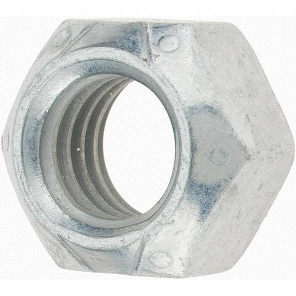 Value Collection - 1/2-13 UNC Grade C Hex Lock Nut with Distorted Thread - Zinc-Plated with Wax Finish - Exact Tool & Supply