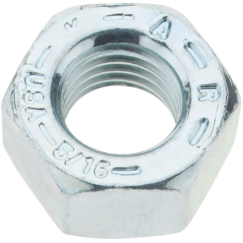 Value Collection - 5/16-24 UNF Steel Right Hand Hex Nut - 1/2" Across Flats, 17/64" High, Zinc Yellow Dichromate Finish - Exact Tool & Supply