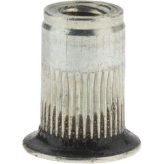 Value Collection - #10-24, 0.296 Insert Diam, 0.475" OAL, Sealed Head Open End Threaded Insert - 0.2969" Hole Diam, 0.415" Head Diam, 1008/1010 Steel, Clear Protective Coating & Zinc Yellow Dichromate Finish - Exact Tool & Supply