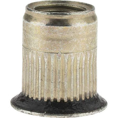 Value Collection - 3/8-24, 0.53 Insert Diam, 0.69" OAL, Sealed Head Open End Threaded Insert - 0.5312" Hole Diam, 0.685" Head Diam, 1008/1010 Steel, Clear Protective Coating & Zinc Yellow Dichromate Finish - Exact Tool & Supply