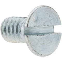 Value Collection - 1/4-20 UNC, 1/2" OAL Slotted Drive Machine Screw - Flat Head, Grade 2 Steel, Zinc-Plated Finish, Without Washer - Exact Tool & Supply