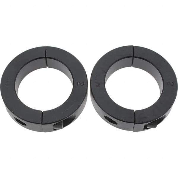 Value Collection - 2" Bore, Steel, Two Piece Shaft Collar - 3" Outside Diam, 11/16" Wide - Exact Tool & Supply