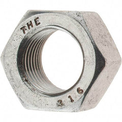 Value Collection - 1/2-20 UNF Stainless Steel Right Hand Hex Nut - 3/4" Across Flats, 7/16" High, Uncoated - Exact Tool & Supply