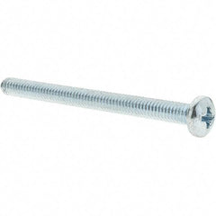 Value Collection - #8-32 UNC, 2" Length Under Head Phillips Drive Machine Screw - Pan Head, Grade 2 Steel, Zinc-Plated Finish, Without Washer - Exact Tool & Supply