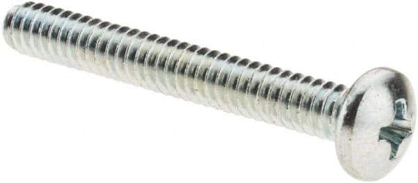 Value Collection - #10-24 UNC, 1-1/2" Length Under Head Phillips Drive Machine Screw - Pan Head, Grade 2 Steel, Zinc-Plated Finish, Without Washer - Exact Tool & Supply