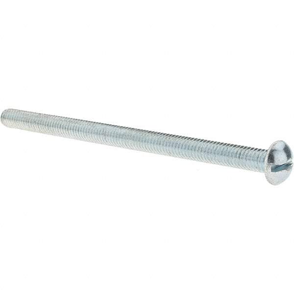 Value Collection - 3/8-16 UNC, 6" Length Under Head Slotted Drive Machine Screw - Round Head, Alloy Steel, Zinc-Plated Finish, Without Washer - Exact Tool & Supply
