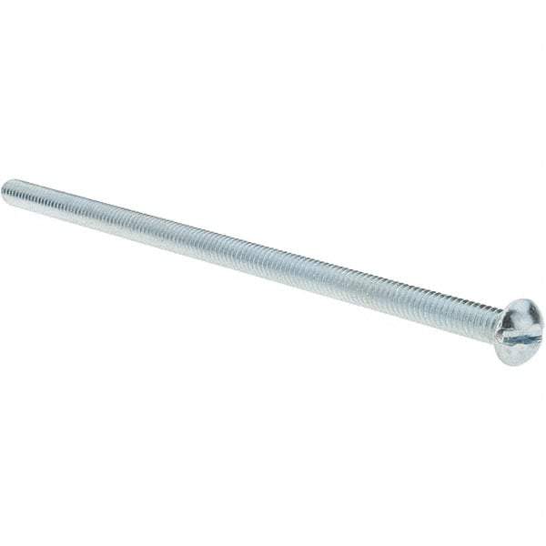 Value Collection - 1/4-20 UNC, 6" Length Under Head Slotted Drive Machine Screw - Round Head, Grade 2 Alloy Steel, Zinc-Plated Finish, Without Washer - Exact Tool & Supply