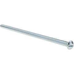 Value Collection - 1/4-20 UNC, 6" Length Under Head Slotted Drive Machine Screw - Round Head, Grade 2 Alloy Steel, Zinc-Plated Finish, Without Washer - Exact Tool & Supply