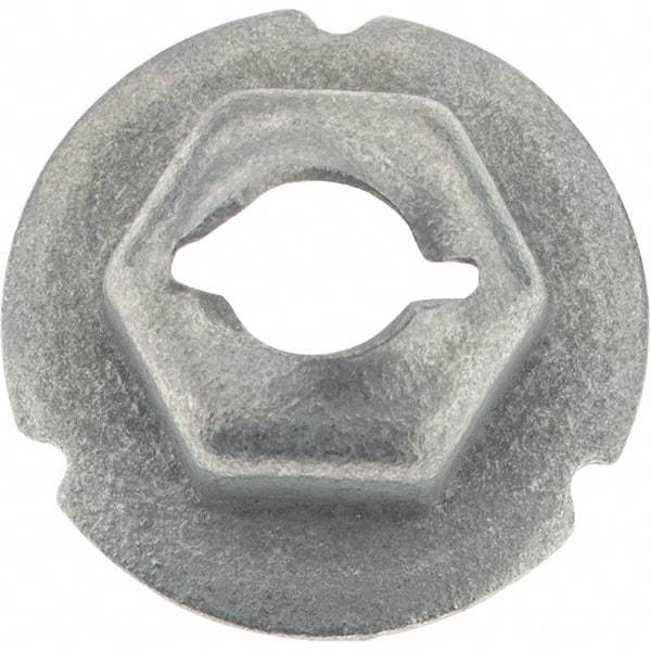Value Collection - 3/16" Hole Diam, 5/8" OD, 3/8" Width Across Flats Washer Lock Nut - Zinc-Plated Spring Steel, For Use with Non Threaded Fasteners - Exact Tool & Supply