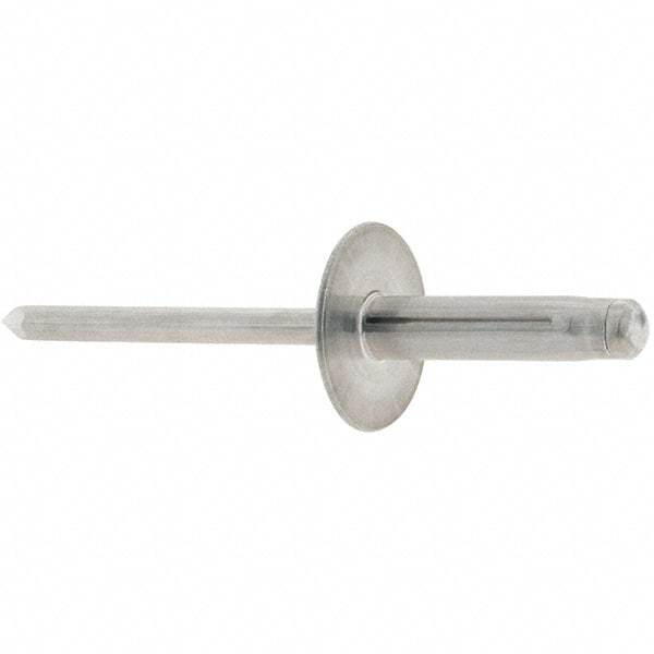 RivetKing - Large Flange Head Aluminum Peel Blind Rivet - Aluminum Mandrel, 0.063" to 1/4" Grip, 3/16" Body Diam - Exact Tool & Supply