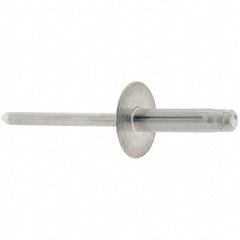 RivetKing - Large Flange Head Aluminum Peel Blind Rivet - Aluminum Mandrel, 0.063" to 1/4" Grip, 3/16" Body Diam - Exact Tool & Supply