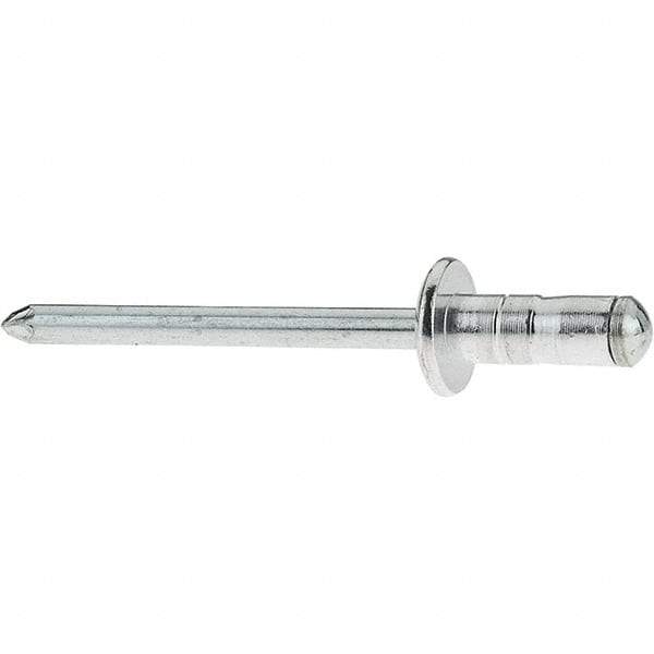 RivetKing - Dome Head Aluminum Multi Grip Blind Rivet - Steel Mandrel, 0.063" to 0.252" Grip, 0.44" Length Under Head, 3/16" Body Diam - Exact Tool & Supply