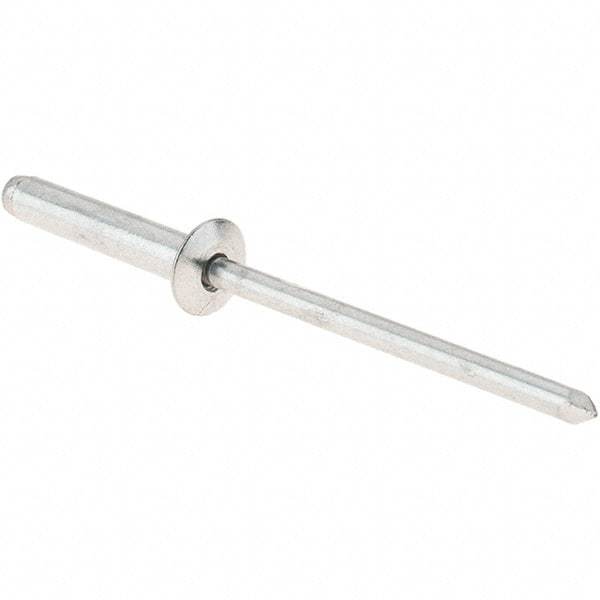 RivetKing - Size 4-8 Dome Head Aluminum Open End Blind Rivet - Aluminum Mandrel, 3/8" to 1/2" Grip, 1/8" Body Diam - Exact Tool & Supply