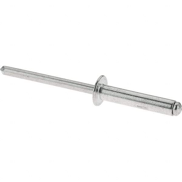 RivetKing - Size 6-12 Dome Head Aluminum Open End Blind Rivet - Aluminum Mandrel, 5/8" to 3/4" Grip, 3/16" Body Diam - Exact Tool & Supply