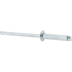 Value Collection - Size 48 Dome Head Steel Open End Blind Rivet - Steel Mandrel, 0.376" to 1/2" Grip, 1/4" Head Diam, 0.129" to 0.133" Hole Diam, 0.65" Length Under Head, 1/8" Body Diam - Exact Tool & Supply