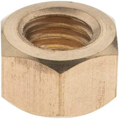Value Collection - 3/8-16 UNC Brass Right Hand Hex Nut - 9/16" Across Flats, 21/64" High - Exact Tool & Supply