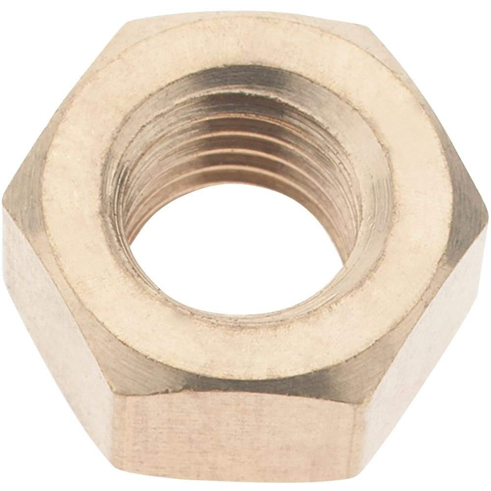 Value Collection - 5/16-24 UNF Brass Right Hand Hex Nut - 1/2" Across Flats, 17/64" High - Exact Tool & Supply