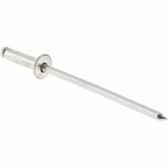 Value Collection - Size 34 Dome Head Aluminum Open End Blind Rivet - Aluminum Mandrel, 0.126" to 1/4" Grip, 0.188" Head Diam, 0.097" to 0.1" Hole Diam, 3/8" Length Under Head, 3/32" Body Diam - Exact Tool & Supply
