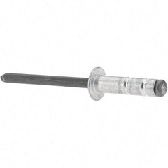 RivetKing - Dome Head Aluminum Open End Blind Rivet - Steel Mandrel, 0.252" to 0.504" Grip, 0.731" Length Under Head, 3/16" Body Diam - Exact Tool & Supply