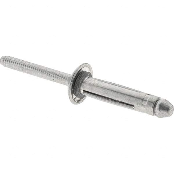 RivetKing - Aluminum Open End Blind Rivet - Aluminum Mandrel, 1/8" to 3/8" Grip, 1/4" Head Diam, 1-1/64" Length Under Head, 1/4" Body Diam - Exact Tool & Supply