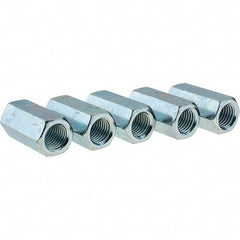 Value Collection - 7/8-9 UNC, 2-1/2" OAL Steel Standard Coupling Nut - Zinc-Plated Finish, 1-1/4" Width Across Flats - Exact Tool & Supply