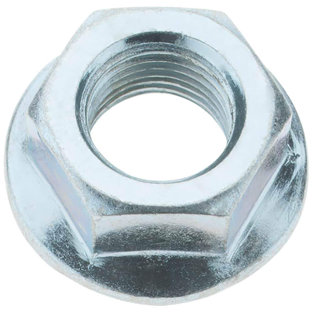 Value Collection - 1/2-20, 1.031" Flange Diam, Serrated Flange Nut - Grade Grade 2 Steel, Zinc-Plated Finish, 0.458" Flange Height - Exact Tool & Supply