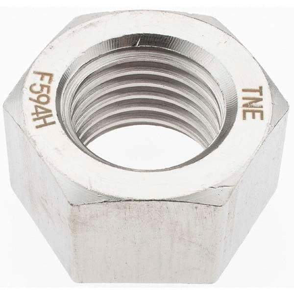 Value Collection - 1-1/4 - 7 UNC Stainless Steel Right Hand Hex Nut - 1-7/8" Across Flats, 1-1/16" High, Uncoated - Exact Tool & Supply