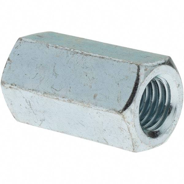 Value Collection - M12x1.75 Metric Coarse, 36mm OAL Steel Standard Coupling Nut - Zinc-Plated Finish, 19mm Width Across Flats, 21.1mm Width Across Points - Exact Tool & Supply