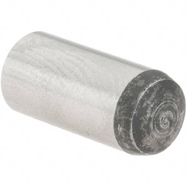 Value Collection - 6mm Diam x 14mm Pin Length Grade 8 Alloy Steel Precision Dowel Pin - Bright Finish, 1 Rounded End - Exact Tool & Supply