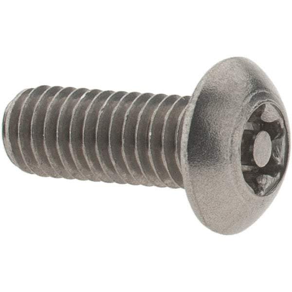 Value Collection - #10-32 UNF Pin In Torx Drive, Button Screw - Grade 18-8 Stainless Steel, Uncoated, 1/2" Length Under Head - Exact Tool & Supply