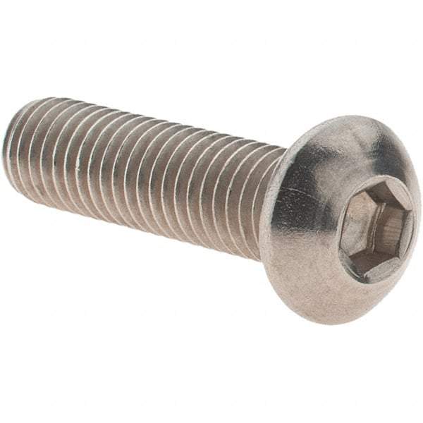 Value Collection - M8x1.25 Metric Coarse Hex Socket Drive, Button Screw - Grade 18-8 Stainless Steel, Partially Threaded, 30mm Length Under Head - Exact Tool & Supply