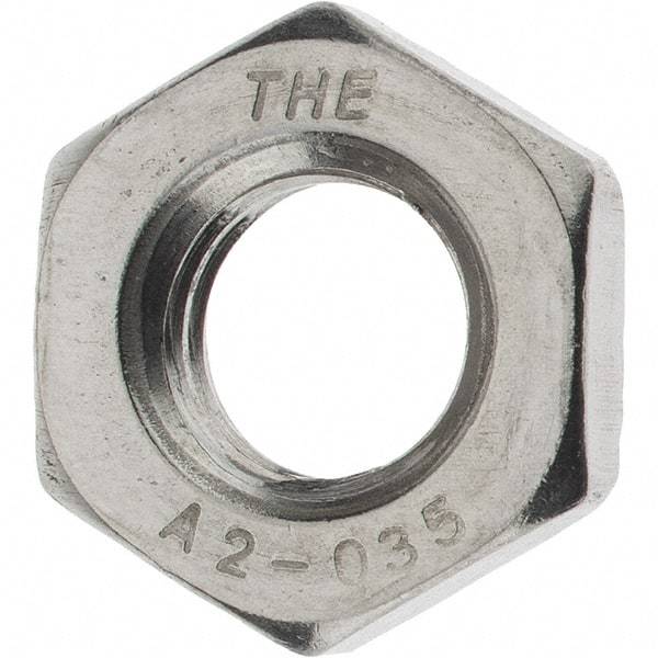 Value Collection - M10x1.50 Metric Coarse Stainless Steel Right Hand Hex Jam Nut - 17mm Across Flats, 5mm High, Zinc Clear Finish - Exact Tool & Supply