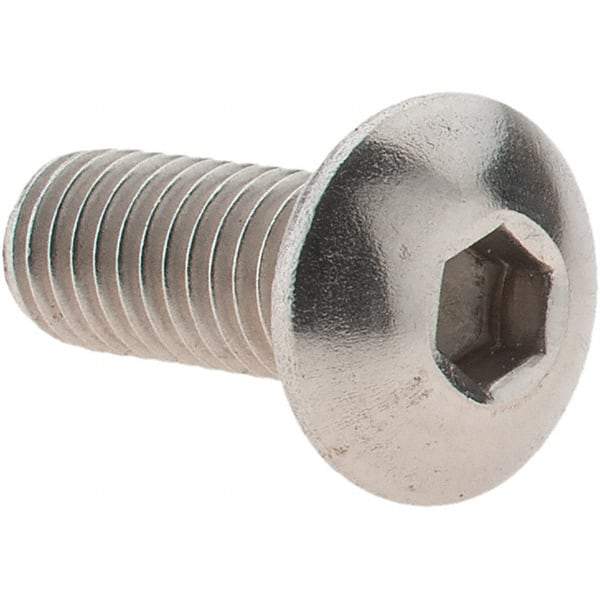 Value Collection - M5x0.80 Metric Coarse Hex Socket Drive, Button Screw - Grade 18-8 & Austenitic A2 Stainless Steel, Uncoated, Fully Threaded, 12mm Length Under Head - Exact Tool & Supply