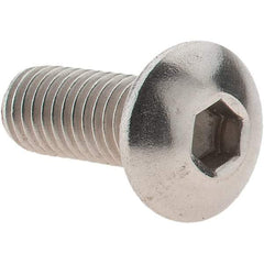 Value Collection - M5x0.80 Metric Coarse Hex Socket Drive, Button Screw - Grade 18-8 & Austenitic A2 Stainless Steel, Uncoated, Fully Threaded, 12mm Length Under Head - Exact Tool & Supply