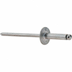 Value Collection - Size 46 Large Flange Dome Head Aluminum Open End Blind Rivet - Steel Mandrel, 0.251" to 3/8" Grip, 3/8" Head Diam, 0.129" to 0.133" Hole Diam, 0.525" Length Under Head, 1/8" Body Diam - Exact Tool & Supply