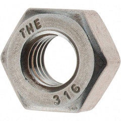 Value Collection - 5/16-18 UNC Stainless Steel Right Hand Heavy Hex Nut - 9/16" Across Flats, 19/64" High, Uncoated - Exact Tool & Supply