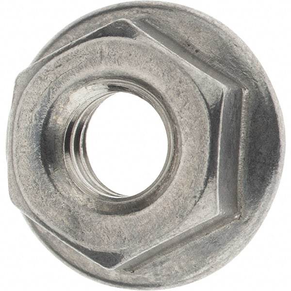 Value Collection - 1/4-20, 19/32" Flange Diam, Serrated Flange Nut - Grade 18-8 Stainless Steel, 0.236" Flange Height - Exact Tool & Supply