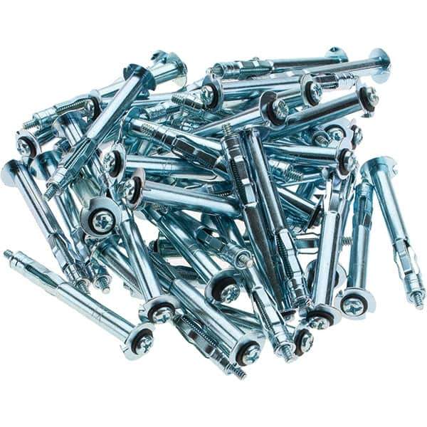 Value Collection - 1/8" Diam, 2-1/2" Long, 1/4 to 1/2" Thick, Sleeve Drywall & Hollow Wall Anchor - Steel, Use with Concrete/Masonry, Drywall & Plywood - Exact Tool & Supply