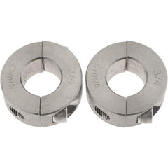 Value Collection - 3/4" Bore, Stainless Steel, Two Piece Shaft Collar - 1-1/2" Outside Diam, 1/2" Wide - Exact Tool & Supply